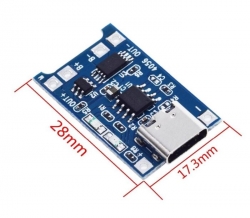 Nabíječka Li-Ion článku 1A s ochranou, modul s IO TP4056 (USB C)